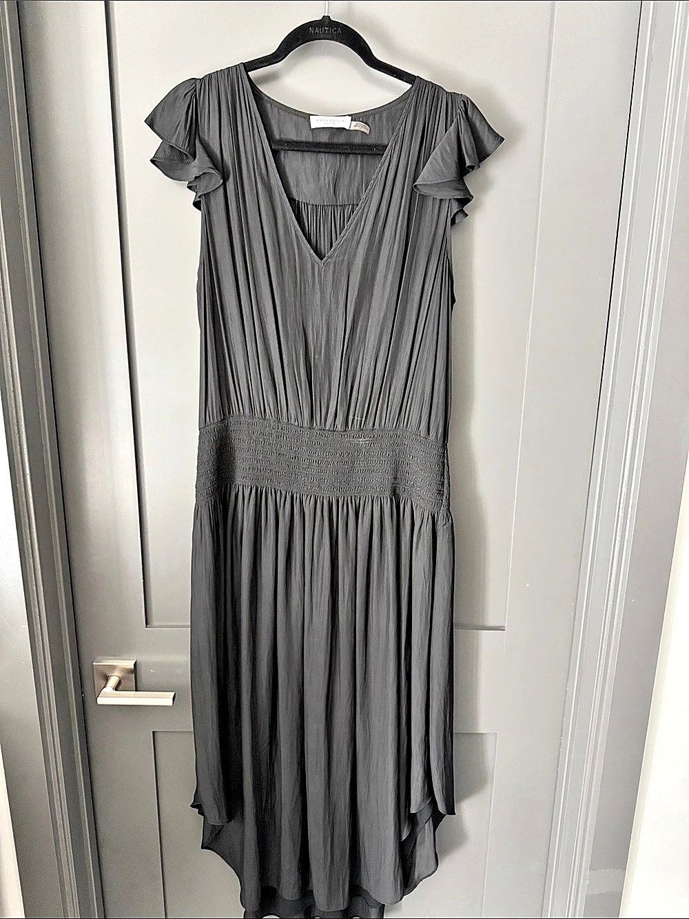 Ramy Brook Audrey Smocked Midi Dress Gray